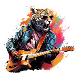 金钱豹猎豹花纹图案印花T恤插画