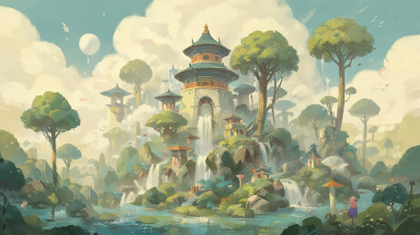 中式幻想浪漫场景设定背景图