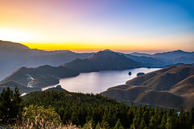 航拍广西桂林全州县全州天湖景观