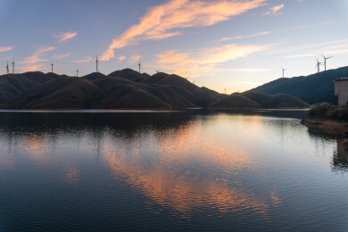 航拍广西桂林全州县全州天湖景观