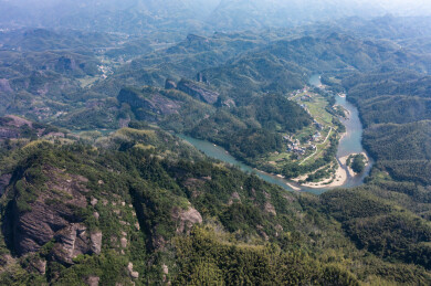 航拍湖南邵阳新宁崀山风光