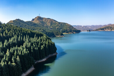 航拍广西桂林全州县全州天湖景观