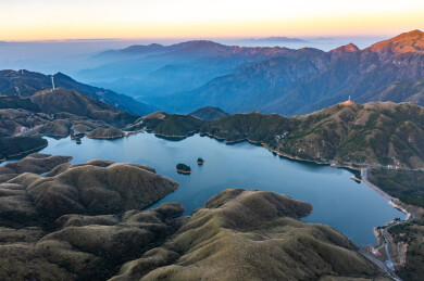 航拍广西桂林全州县全州天湖景观