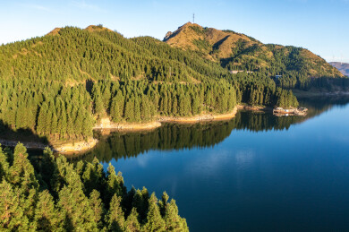 航拍广西桂林全州县全州天湖景观