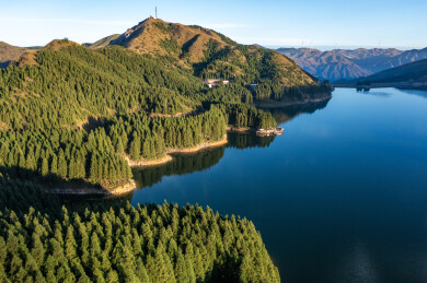 航拍广西桂林全州县全州天湖景观