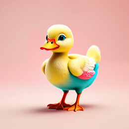 插画艺术的C4D渲染卡通动物小鸭