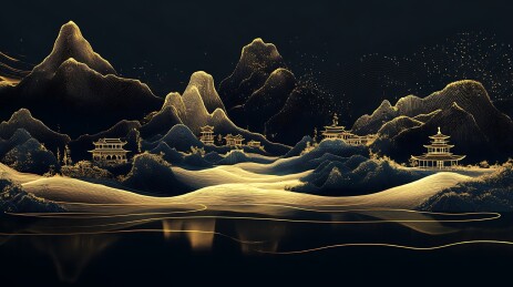 新中式国风山水背景