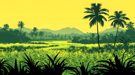 日落时充满活力热带景观