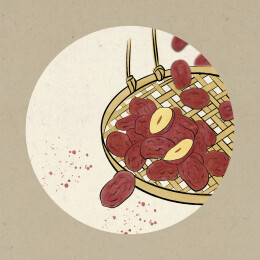 国画红枣立冬养生食材插画