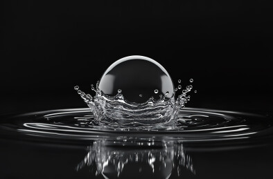 黑色背景下水滴的特写镜头