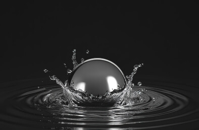 黑色背景下水滴的特写镜头