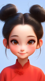 卡通中国风女孩3D数字艺术肖像