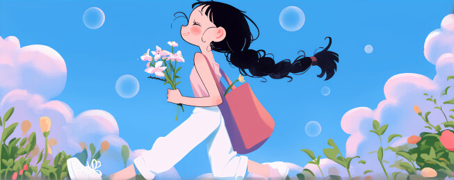 治愈系元气女孩主题插画