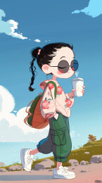 治愈系元气女孩主题插画