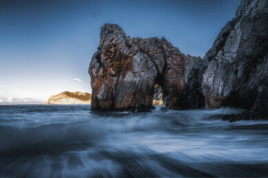 中国福建宁德霞浦浮鹰岛文澳村黑沙滩猩猩岩