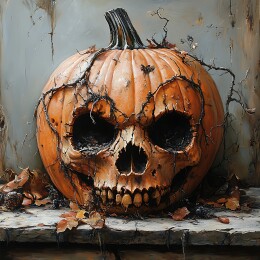 万圣节戴巫婆帽的南瓜头