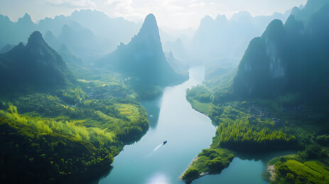 漓江山水奇观如画中仙境一般