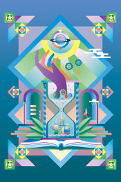 沙漏空间和宇宙概念插画壁纸