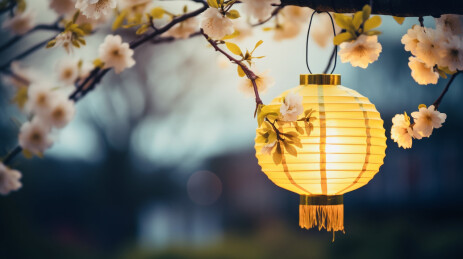 树枝上挂的宫灯