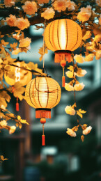 树枝上挂的宫灯