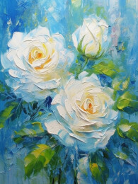 水粉厚涂油画棒花朵