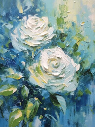 水粉厚涂油画棒花朵