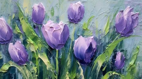 水粉厚涂油画棒花朵