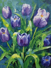 水粉厚涂油画棒花朵