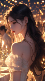 优雅女子晚宴侧颜光影迷离