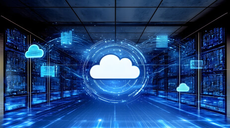 具有蓝色视觉效果数字云存储概念