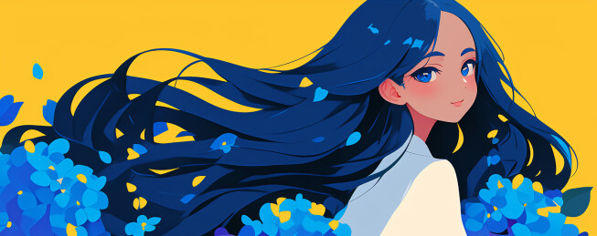 元气女孩鲜花主题插画
