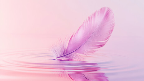 粉紫色羽毛与水面纹理.