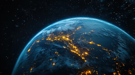 黑色背景下的地球特写镜头