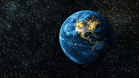 黑色背景下的地球特写镜头