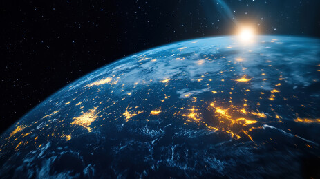 黑色背景下的地球特写镜头