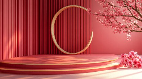 国风建筑背景电商产品展台