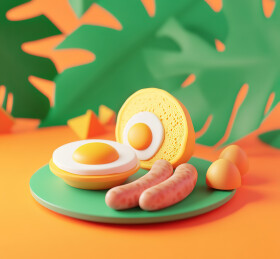 彩色背景下的鸡蛋和杏仁饼的特写镜头