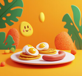 彩色背景下的鸡蛋和杏仁饼的特写镜头