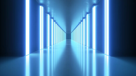 极简蓝色光线长廊隧道场景