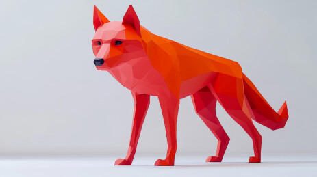 3D立体狼卡通动物插图