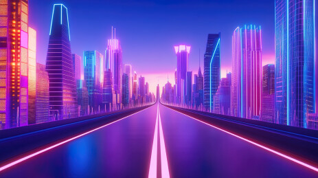赛博朋克风格城市道路空背景