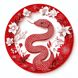 剪纸风格中国十二生肖蛇