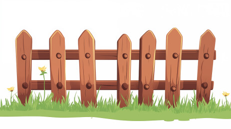 卡通木头栅栏插画