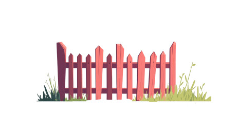 卡通木头栅栏插画
