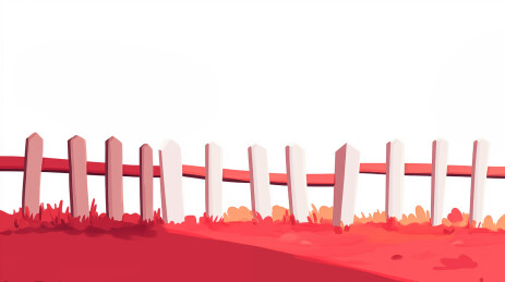 卡通木头栅栏插画