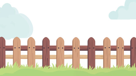 卡通木头栅栏插画