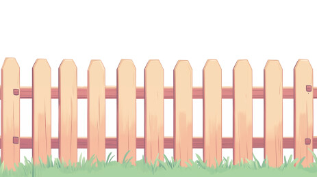 卡通木头栅栏插画