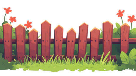 卡通木头栅栏插画
