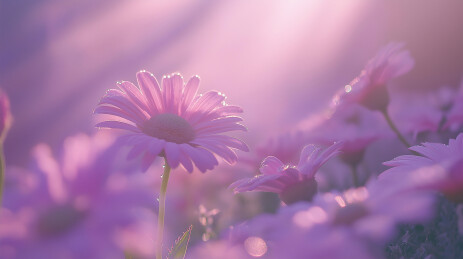 紫色花朵在阳光下的特写