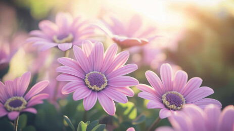 紫色花朵在阳光下的特写